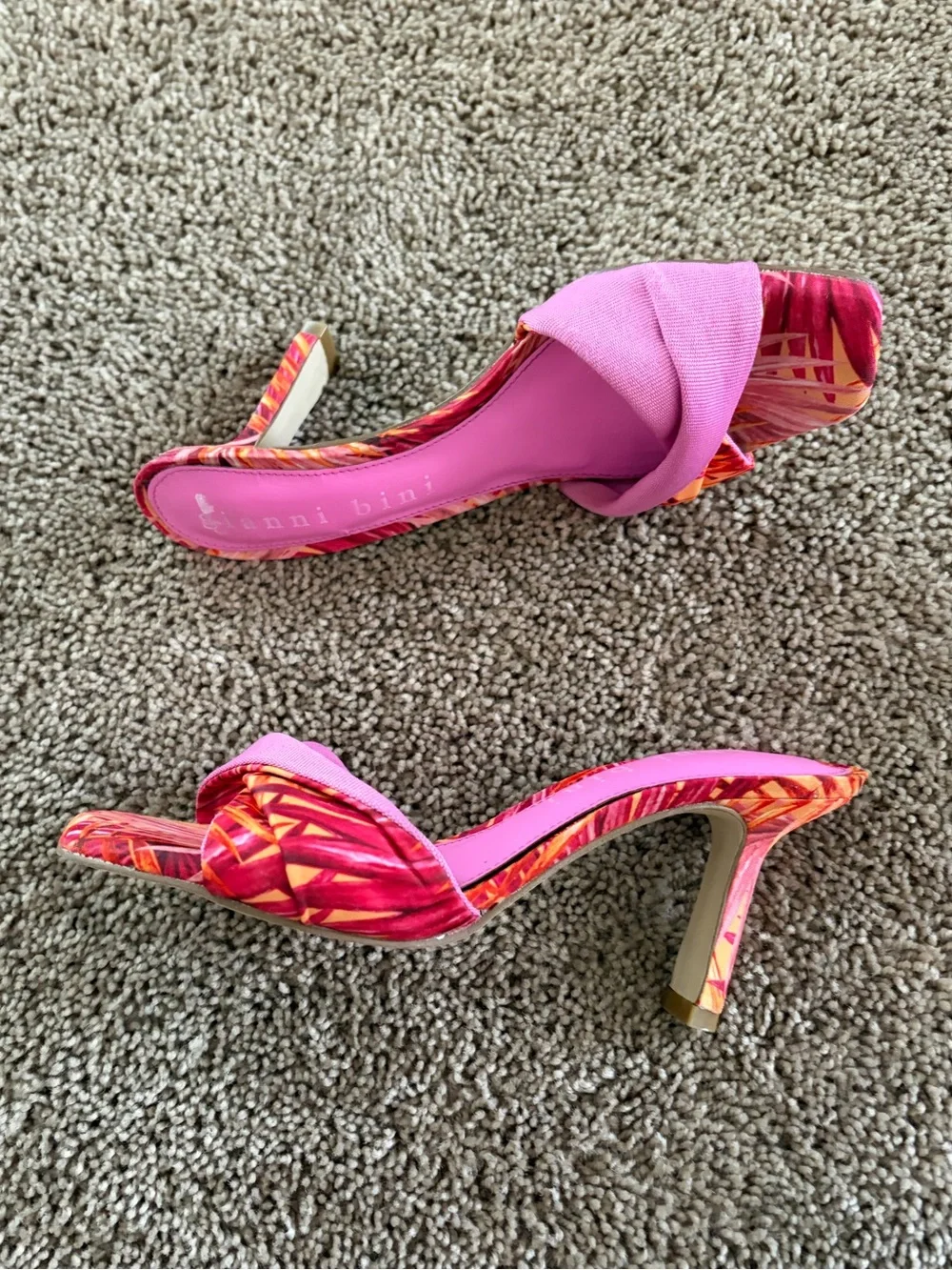Gianni Bini Pink Multi-Print Open-Toe Heels